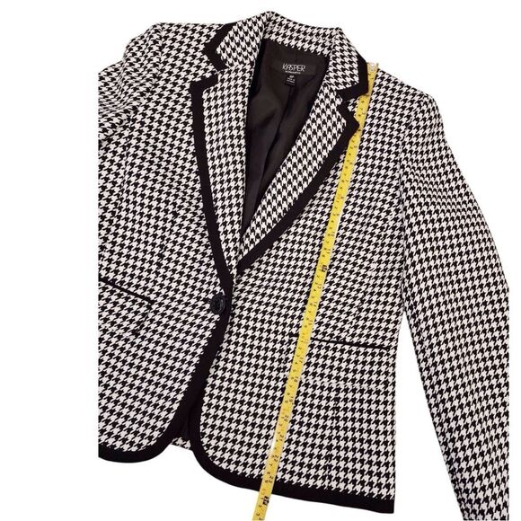 KASPER Houndstooth Blazer Size 8P Women's Black White Suit Coat Jacket Ladies - Picture 16 of 16